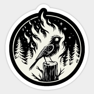 Bird Burning Woods Sticker